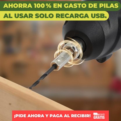 🔥 Destornillador Recargable 47 Pzas. PowerFix® | Atornilla fácil hasta en los rincones más complicados 🔧