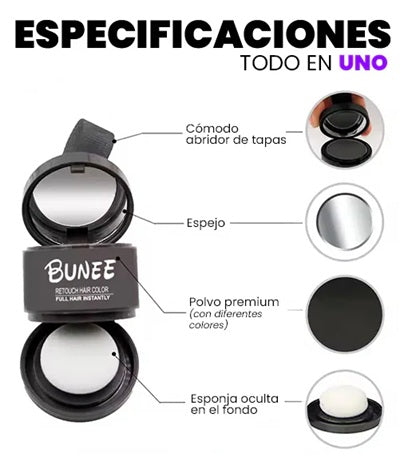 Bunee HairDensity Pro®  Cubre entradas, canas y zonas despobladas en segundos